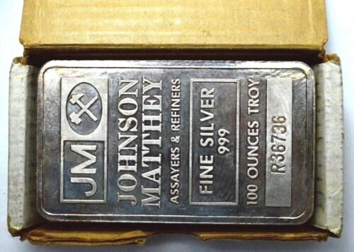 100 oz Pressed Johnson Matthey Silver Bar
