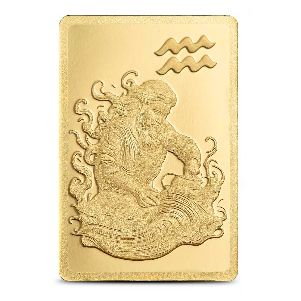 1/2 Gram PAMP Suisse Zodiac Aquarius Gold Bar (New w/ Assay) - Image 3