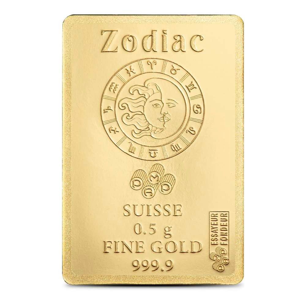 1/2 Gram PAMP Suisse Zodiac Aquarius Gold Bar (New w/ Assay) - Image 4