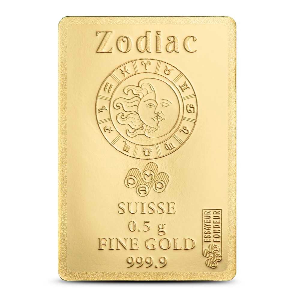 1/2 Gram PAMP Suisse Zodiac Sagittarius Gold Bar (New w/ Assay) - Image 3