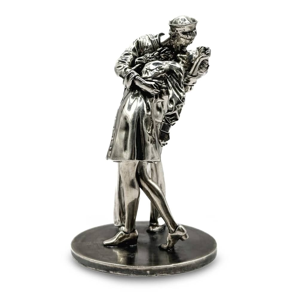 12 oz Antique Finish The Kiss Silver Statue (New, Box + CoA) - Image 3