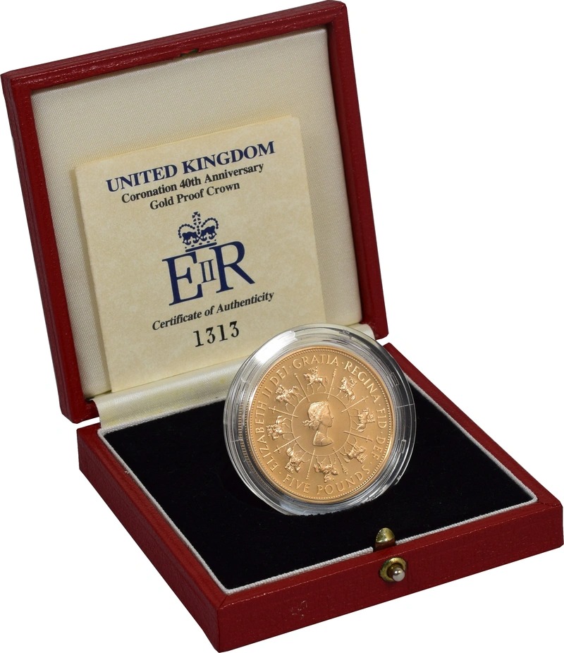 1993 Proof £5 Gold Crown Coin 40th