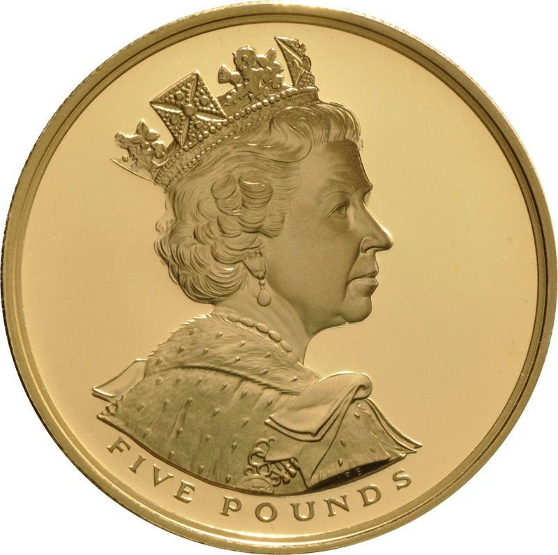 2002 Proof Gold Crown £5 Coin Golden Jubilee Boxed - Image 2