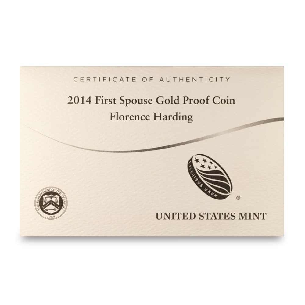 2014-W 1/2 oz Proof US Mint First Spouse Florence Harding Gold Coin (Box + CoA) - Image 3
