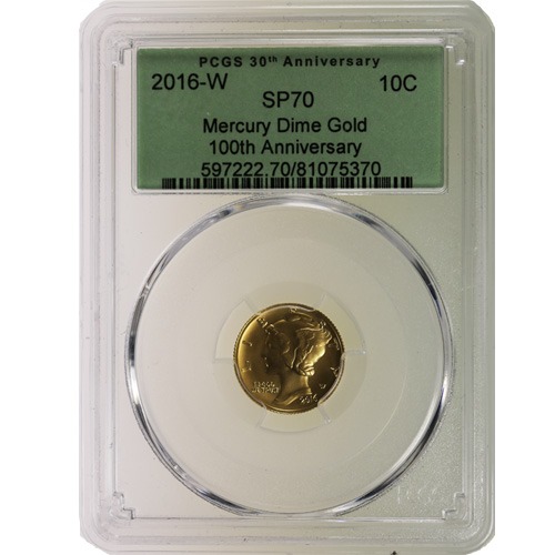 2016-W 1/10 oz Gold Mercury Dime Coi