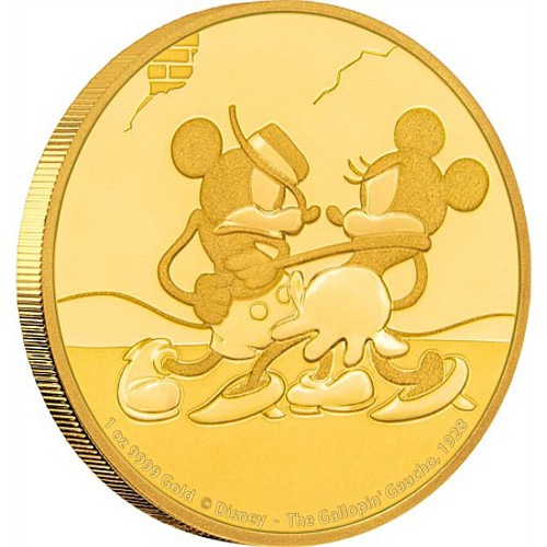 2017 1 oz Niue Mickey Mouse Gallopin Gaucho Series Gold Proof Coin (Box + CoA) - Image 3