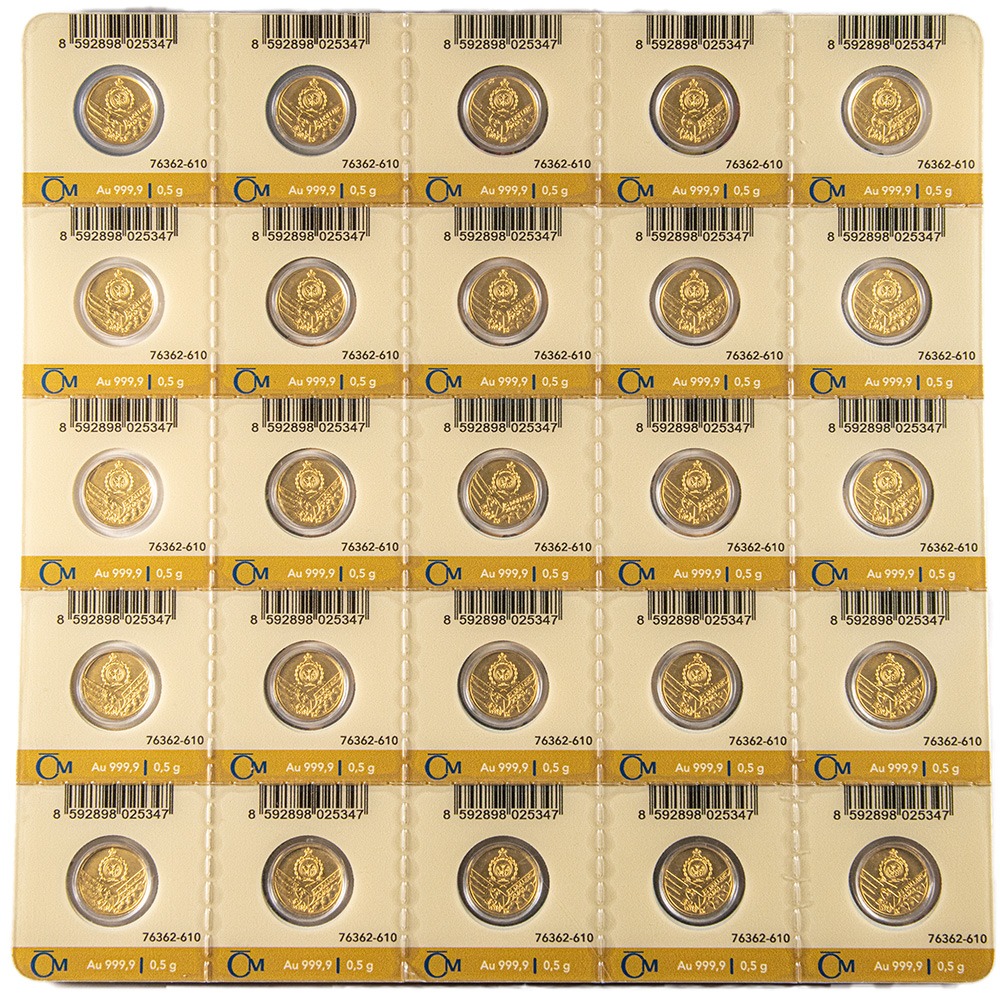 2023 25 12.5 Gram Niue Czech Lion Gold Multigram Coin (25 x 1/2 Gram New, w/ Assay) - Image 2