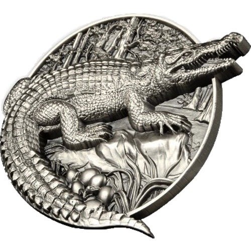 2023 5 oz Antique Burundi Silver Protecting Wildlife Crocodile Coin (Box + CoA) - Image 3