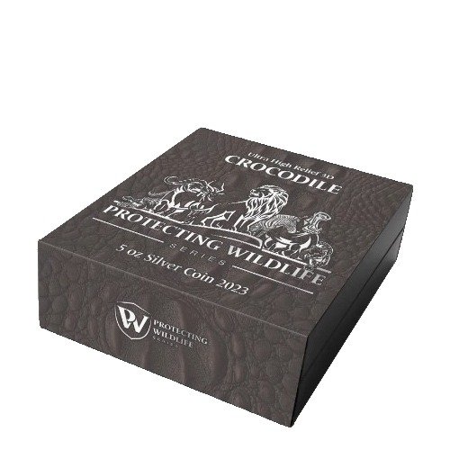 2023 5 oz Antique Burundi Silver Protecting Wildlife Crocodile Coin (Box + CoA) - Image 4