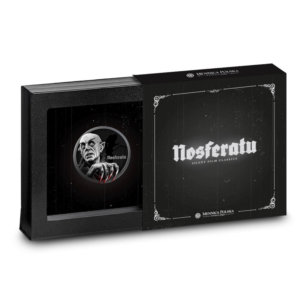 2025 1 oz Antique Silver Niue Silent Film Nosferatu Coin (Box + CoA) - Image 3