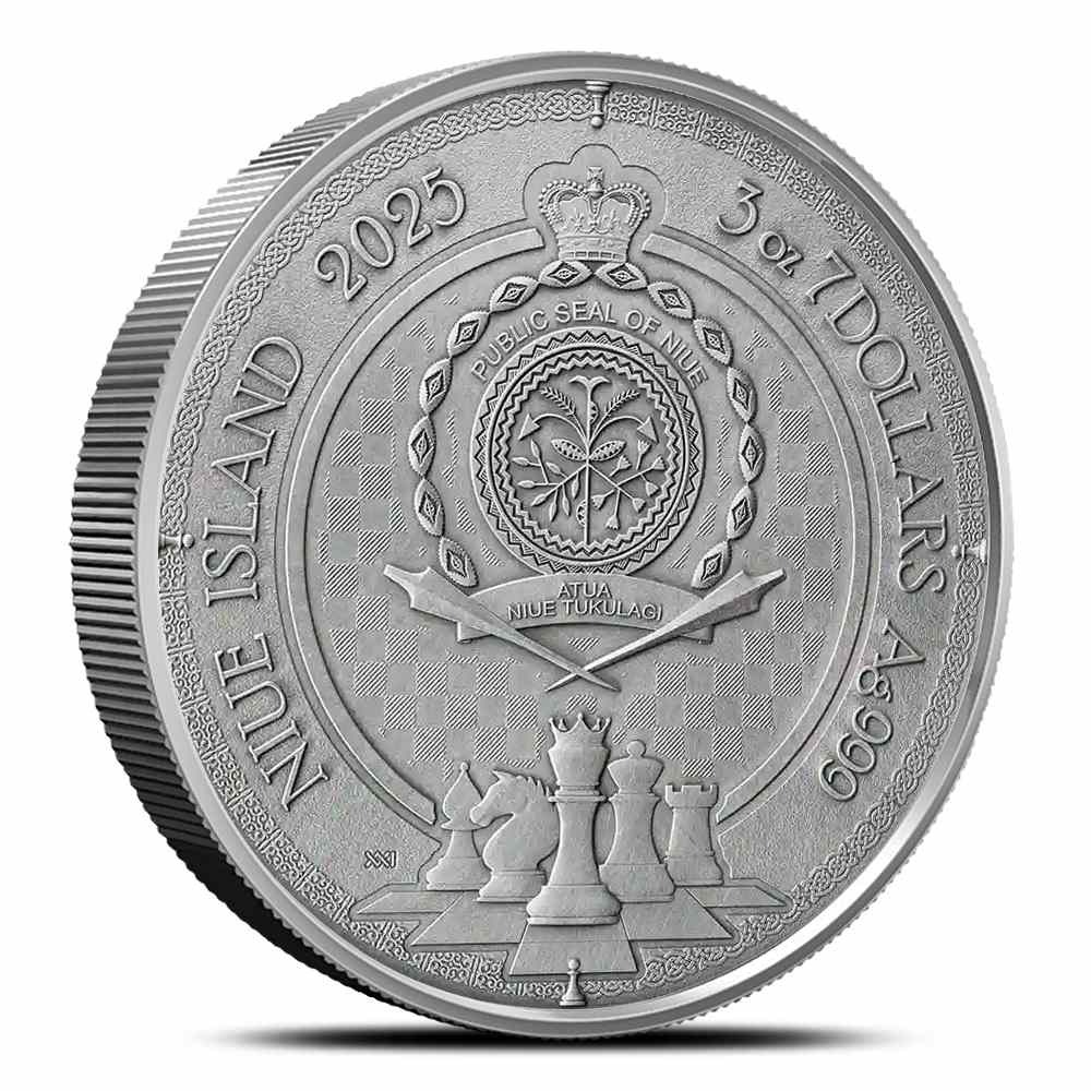 2025 3 oz Antique Niue Silver Kings Gambit Coin (Box + CoA, Gilded) - Image 2