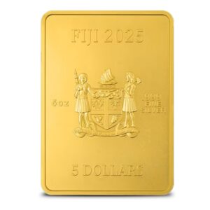 2025 5 oz Fiji Silver Snake Rectangular Coin (Box + CoA, Gilded)