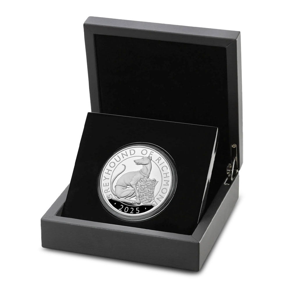 2025 5 oz Proof British Silver Tudor Beasts The Greyhound of Richmond Coin (Box + CoA) - Image 3