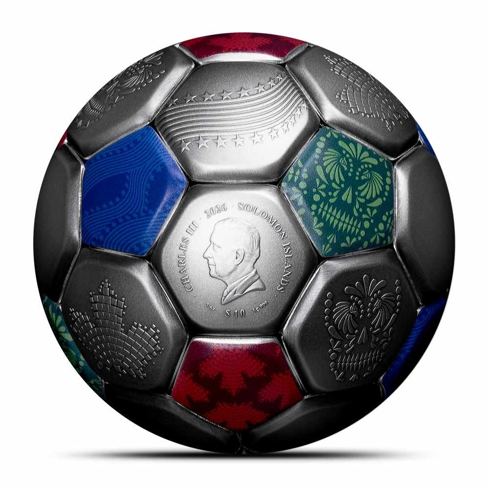 2026 3 oz Solomon Islands Colorized Silver FIFA Soccer Ball Spherical Coin (Box + CoA) - Image 2