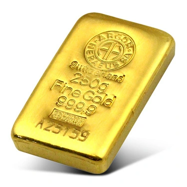 250 Gram Argor Heraeus Cast Gold Bar (New w/ Assay) - Image 2