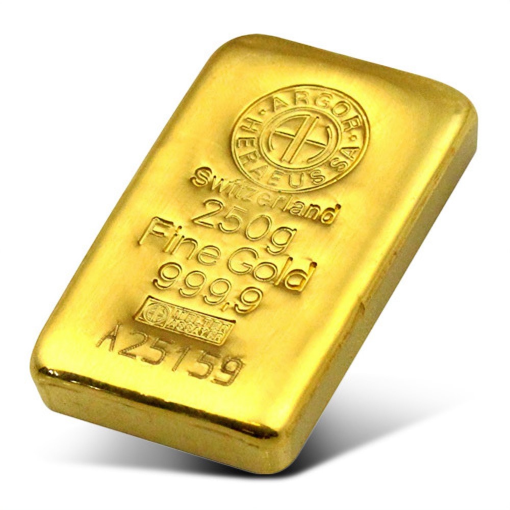 250 Gram Argor Heraeus Cast Gold Bar (New w/ Assay) - Image 2