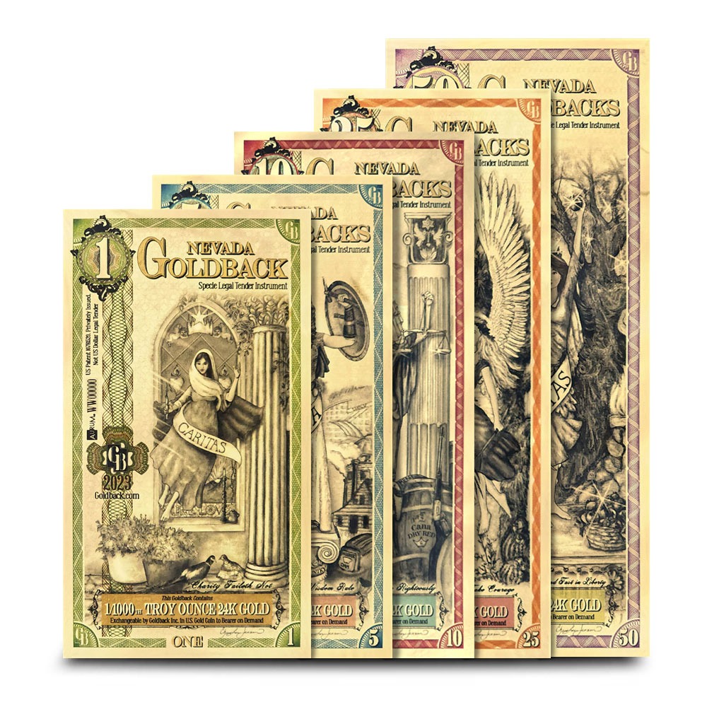 5 Piece Nevada Goldback Gold Note Se