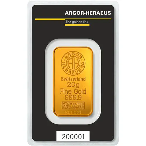 Buy 20 Gram Argor Heraeus Gold Bar (New w/ Assay) - Image 2