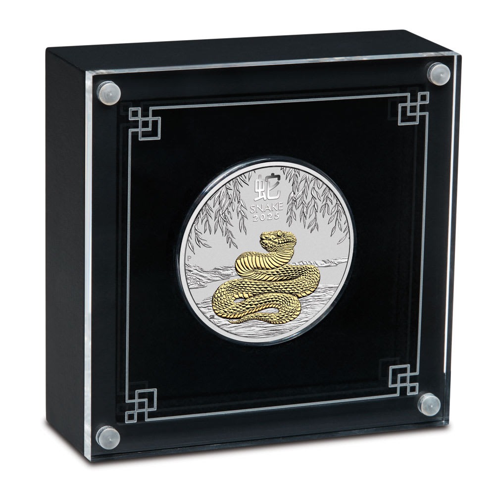 2025 1 oz Australian Silver Lunar Snake Coin (Gilded, Capsule + CoA) - Image 3