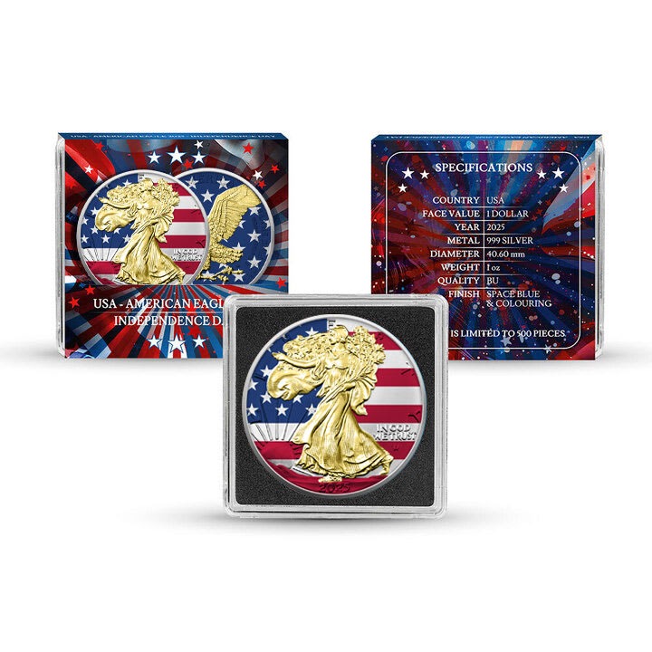 2025 1 oz Colorized American Silver Eagle Coin (Gilded, In Capsule) - Image 3