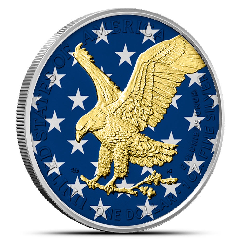 2025 1 oz Colorized American Silver Eagle Coin (Gilded, In Capsule) - Image 2