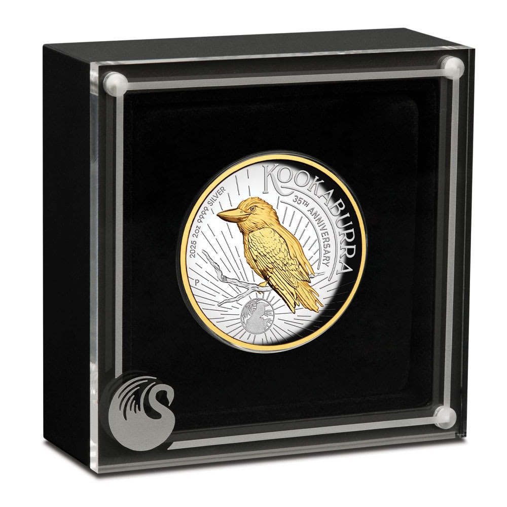 2025 2 oz Proof Australian Silver Kookaburra Coin (Gilded, Box + CoA) - Image 3