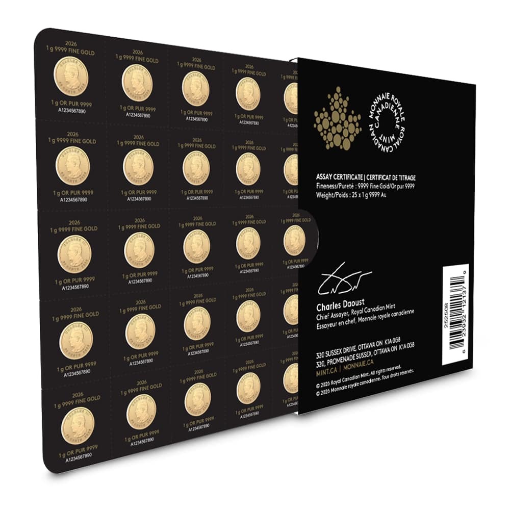 2026 25 Gram Canadian Gold MapleGram (25x1g, BU w/Assay) - Image 5